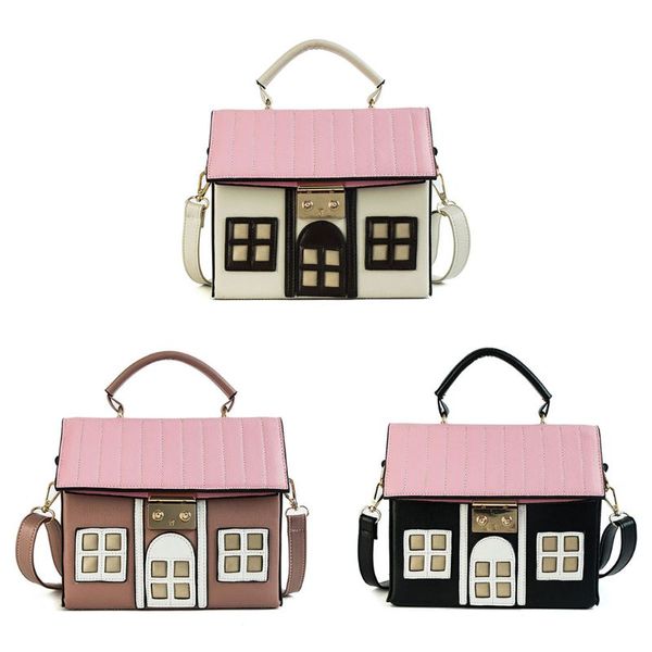 

2019 fashion women personality house shaped messenger bags pu leather crossbody shoulder bag for ladies girl casual mini handbag