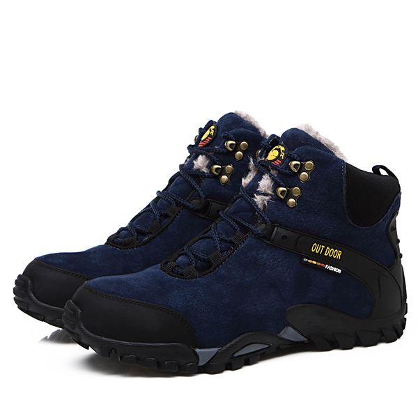 

2019 winter warm fur snow boots shoes men fashion cow suede ankle work safety footwear wear resistant hx-082, Black