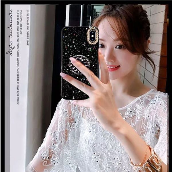 

2019 new arrivals glitter shinning fancy for iphone xs max diamond case shinning kickstand rhinestone cover