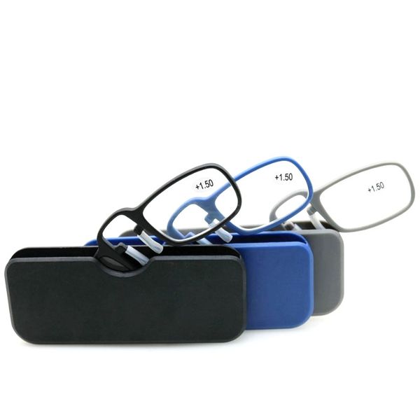 

new mini portable reading glasses nose clip men women tr90 plastic presbyopic glasses with case 2.5 1.5 3.0 black, Silver