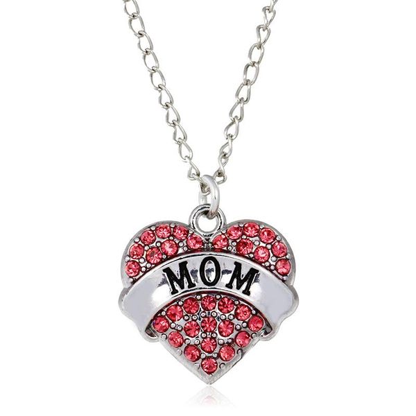

pretty necklaces pendant fashion crystal rhinestone heart mom mum daughter sister pendant necklace family gifts pendant necklaces, Silver