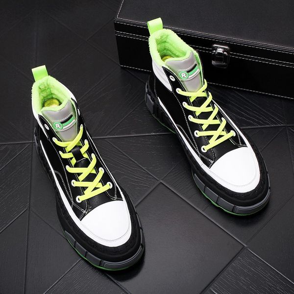 

errfc luxury mens black leisure shoes british designer round toe high man casual comfort shoes warm plush chaussure 38-43