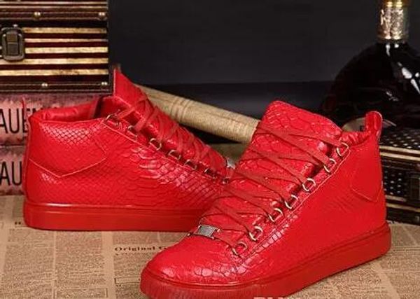 

2019 new brand hiphop casual men sneakers blue genuine leather sheepskin arena lace-up luxury kanye west trainers high l14, Black