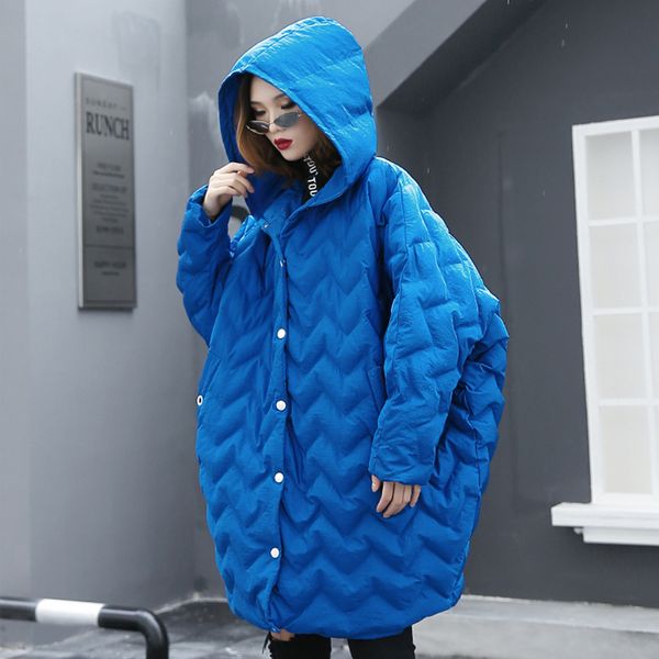 

oversized batwing sleeve winter coat women large size cotton padded parka women 2018 new collection warmth hooded long jacket, Black