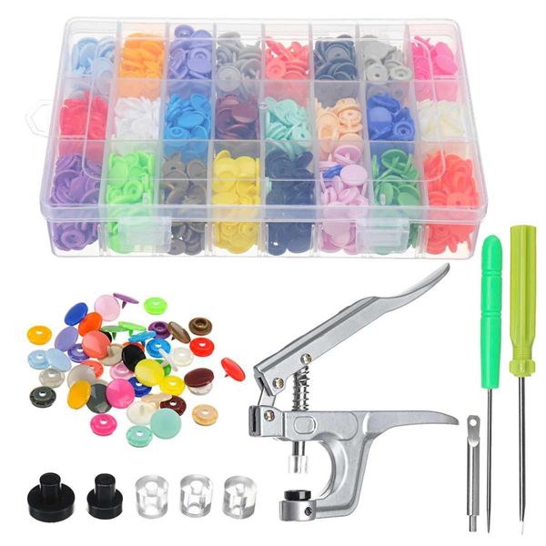 

new 24colors metal fastener snap pliers kam button t5 snap +360 t5 plastic resin buttons press stud cloth press pliers tools set