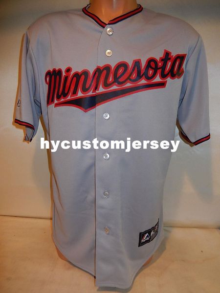 

custom mens majestic minnesota blank button down baseball jersey gray mens stitched jerseys big and tall size xs-6xl for sale, Black;blue