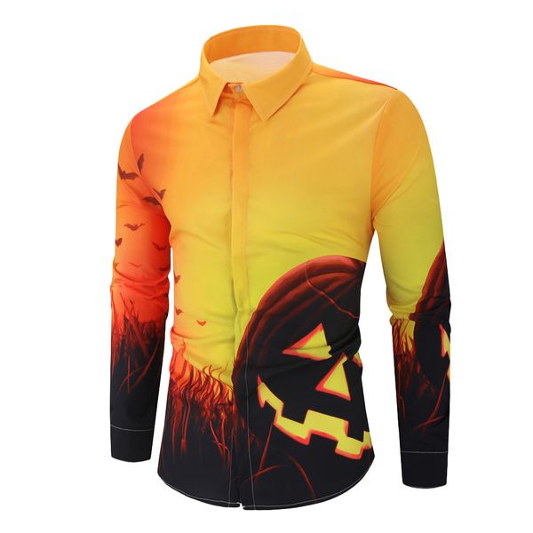 

kancoold men shirts europe size new arrivals slim fit male shirt solid halloween long sleeve blouse cotton men's shirt print top, White;black