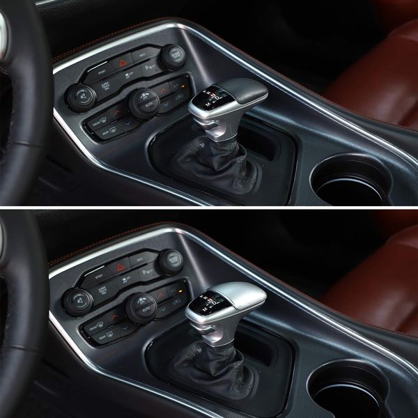 Abs botão de mudança de engrenagem capa guarnição acessórios fibra carbono vermelho para dodge challenger 2015 up interior do carro accessories200q