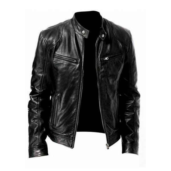 

2019 autumn new fashion moto jacket men solid stand collar veste homme pockets zipper casaco masculino casual slim vintage coats, Tan;black