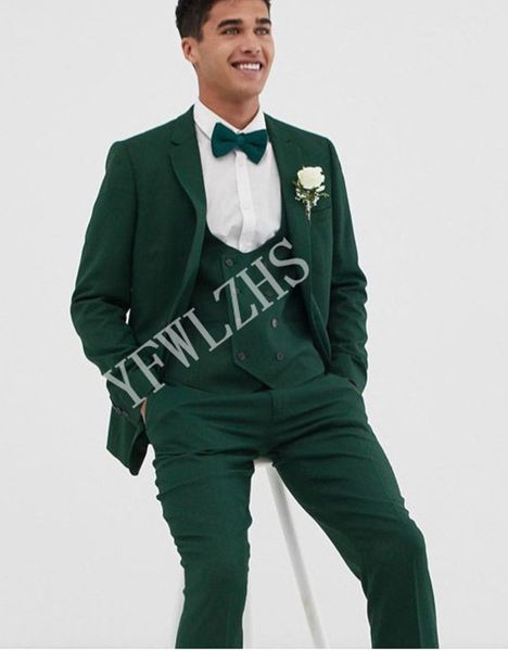 

classic two buttons handsome groomsmen notch lapel groom tuxedos men suits wedding/prom man blazer ( jacket+pants+vest+tie) w114, Black;gray