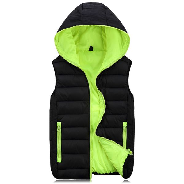

outdoor men oversize 4xl winter waistcoat light warm duck down jacket causal sleeveless overcoat hooded snow-outwear thin vest, Black