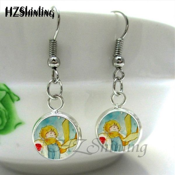 

new arrival the little prince fishhook earring steampunk glass cabochon fairy tale prince pendant art earrings nhe-0106, Silver
