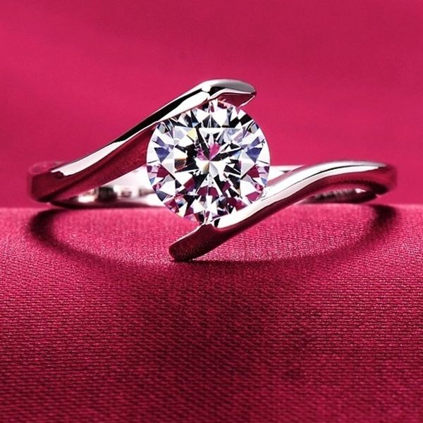 Высокое качество 2020 новый desigin роскошных женщин девушки стерлингового серебра S925 CZ алмаз обручальное обручальные кольца Anillo большой камень любви ювелирных изделий