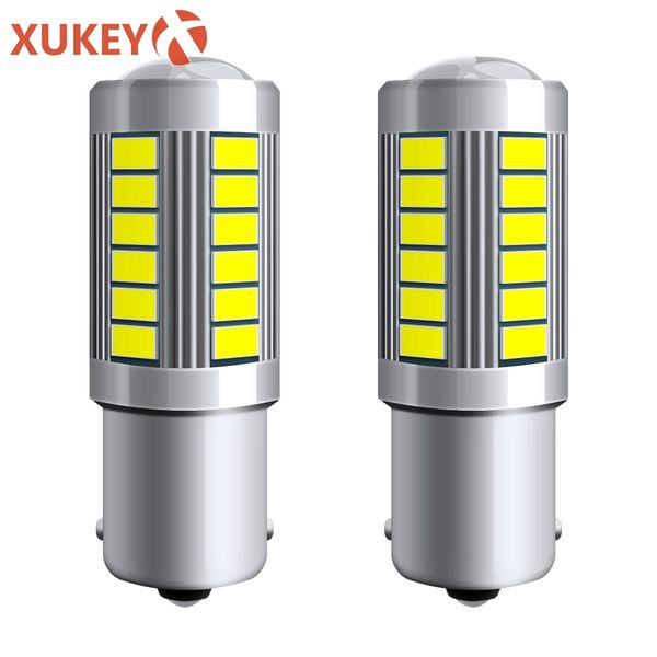 

xukey 2x 1156 p21w ba15s led bulbs car s25 bay15d py21w p21/5w 33-5630smd bulbs 12v reverse drl signal lights 6000k white