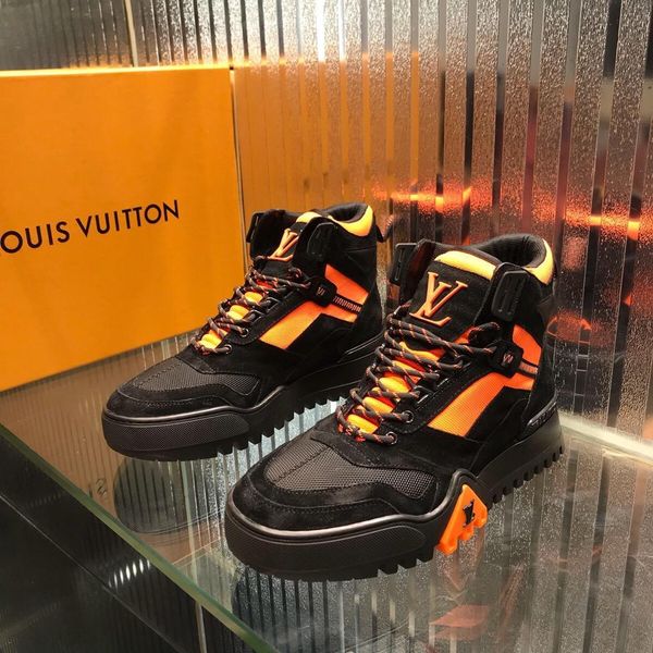 

new5 luxury men's casual shoes fashion wild sports shoes outdoor comfortable high men's boots original box packaging zapatos h, Black