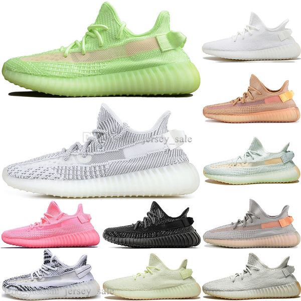 

new kanye west clay v2 static reflective gid glow in the dark mens running shoes hyperspace true form women sport designer sneakers eur36-48