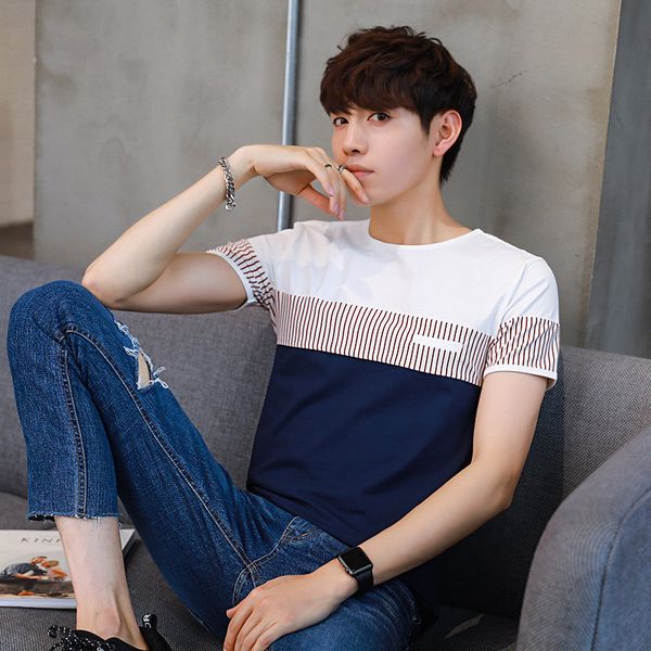 

мужская дизайнерская футболка с коротким рукавом лето круглый вырез молодежная футболка топ базовая рубашка половина рукава одежда прилив, White;black