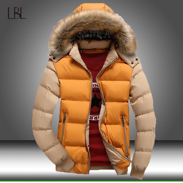 

men casual parka jacket mens hoodies patchwork jackets male autumn winter outwear coat man hoody fur warm windbreaker s-4xl size, Tan;black