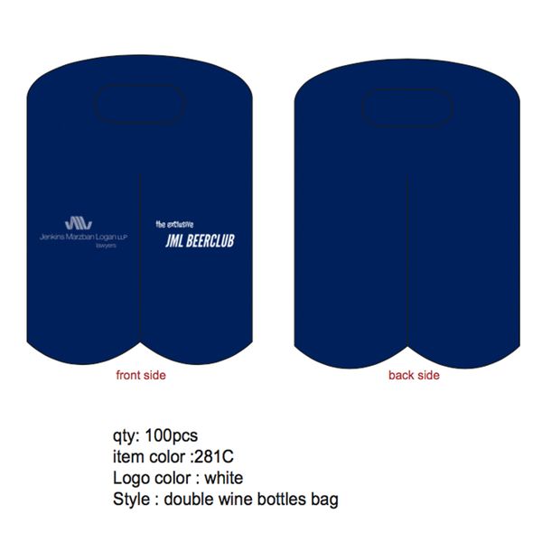

100pcs custom design double wine bottle cooler bag with customized your printed cooler bags for 750ml wine bottle