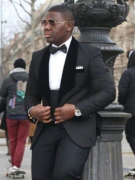 

handsome one button groomsmen shawl lapel groom tuxedos men suits wedding/prom/dinner man blazer(jacket+pants+tie+vest) a224, Black;gray