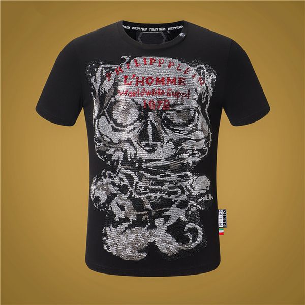 

2020 luxury men's t-shirt phillips plains t-shirt fashion casual fitness o-neck men's t shirt summer short sleeve men's cloth, Black;brown