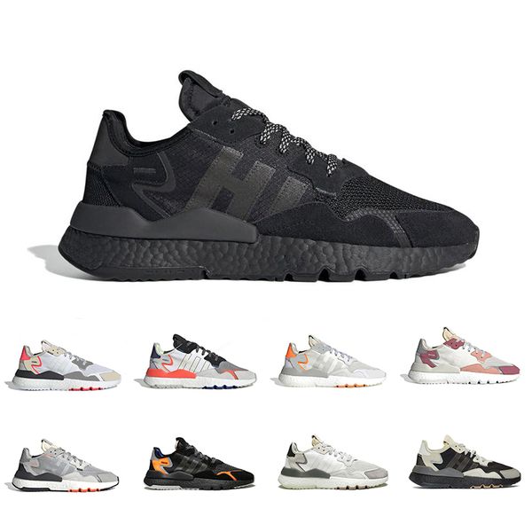

2019 core black nite jogger 3m reflective night running shoes for men women triple white breathable trainer chassures 36-45