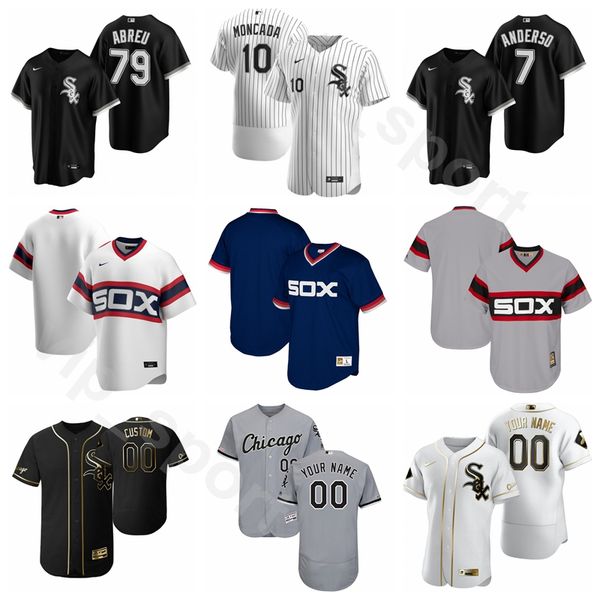 

2020 baseball 7 tim anderson jersey 15 adam engel 20 danny mendick 10 yoan moncada 79 jose abreu custom name number black white, Blue;black