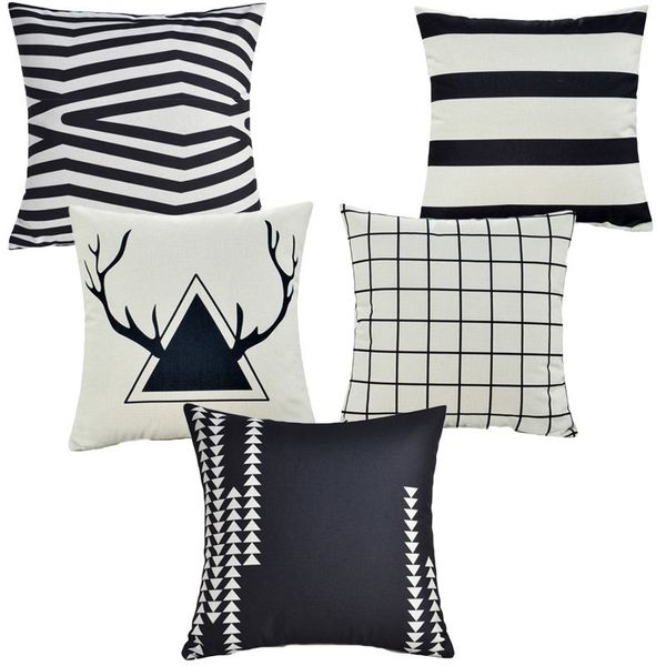 

черная белая геометрическая декоративных подушки обложка подушка хлопок белье подушка гостиных подушки наволочки 40576
