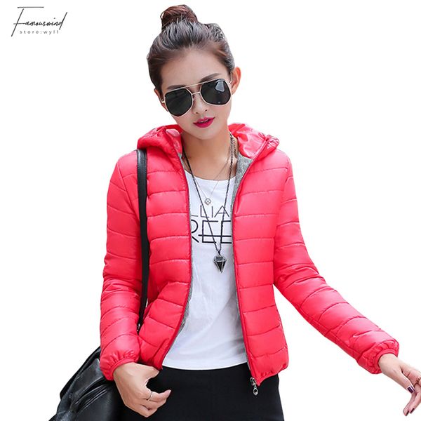 

women down jacket down parka new 2019 winter jacket women hooded coat female spring padded parkas hooded casual light basic jackets, Black