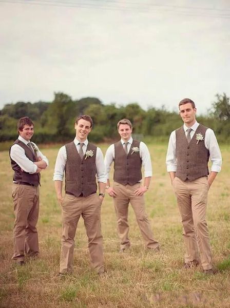 

rustic groom vest gentlemen style wedding groom's suit outfits slim groommen wedding party wear waistcoat boho blended wedding vests 20, Black