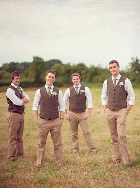 Groom Rústico colete Signlemen Estilo do Noivo do Noivo de Casamento Outfits Slim Groommen Partido de Casamento Desgaste Waistcoat Boho Blended Coletes 2020