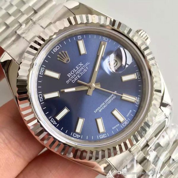 

2004 good quality brand watche 41mm rolex men watch date ju t automatic menchanical movement apphire gla with green box ma ter 4, Black;brown