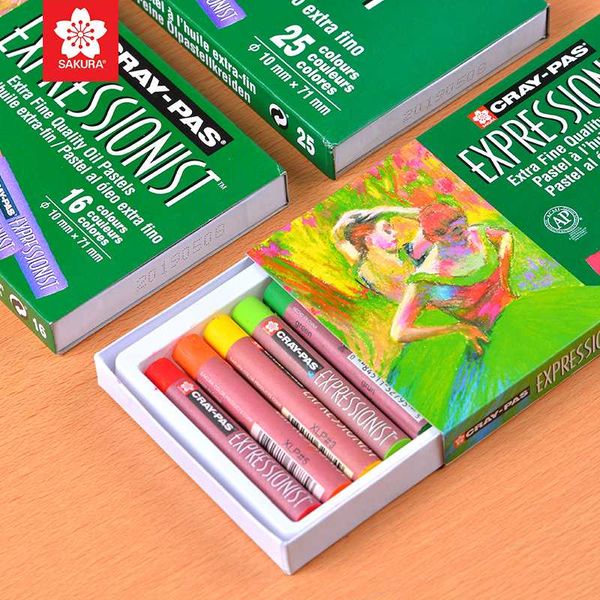 

1set sakura cray-pas expressionist bold oil pastel xlp 12/16/25/36/50 assorted color optional children graffiti green box