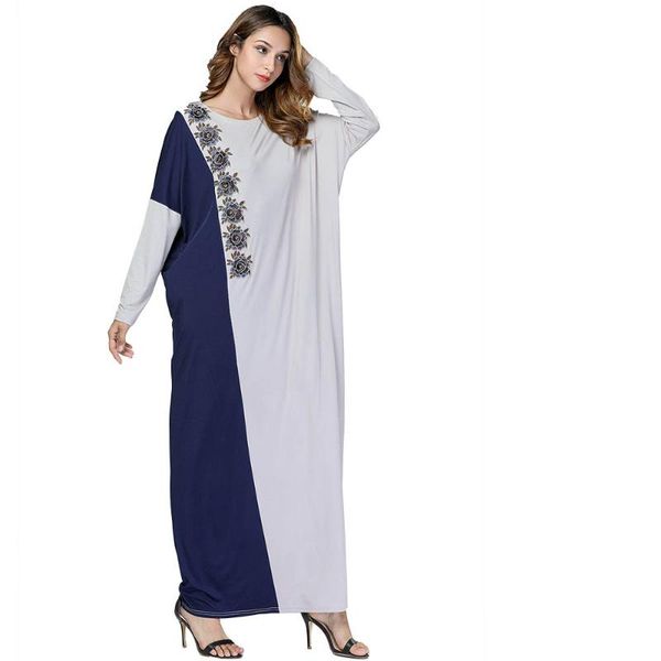 

muslim bat sleeve abaya embroidery maxi dress kimono long robe gowns loose style jubah ramadan middle east arab islamic clothing, Red
