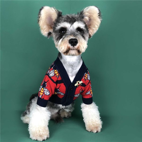 

cute bee вышивание свитер плюшевого щенок бульдог одежда осень зима теплая толстовки красного кардиган толстовка для собак cat