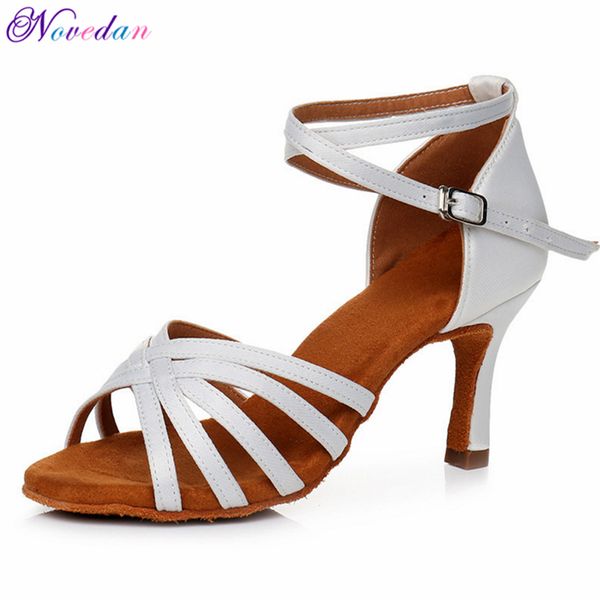 

new white satin ballroom professional latin dance shoes for women/girls/ladies party tango&salsa high heeled indoor dancing