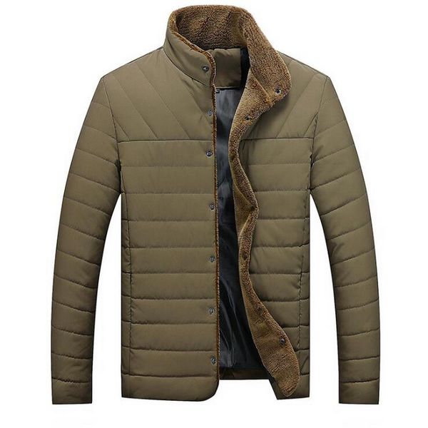 

winter jacket men warm casual parkas cotton stand collar winter coats male padded overcoat outerwear parkas velvet warm coat, Black