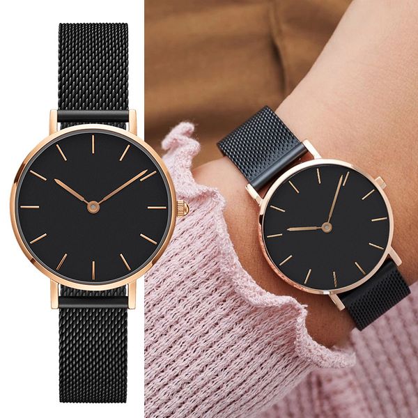 

new fashion girls steel strip daniel - watches 32mm women watches 40mm men watches quartz watch luxury montre femme relogio wristwatches, Slivery;brown