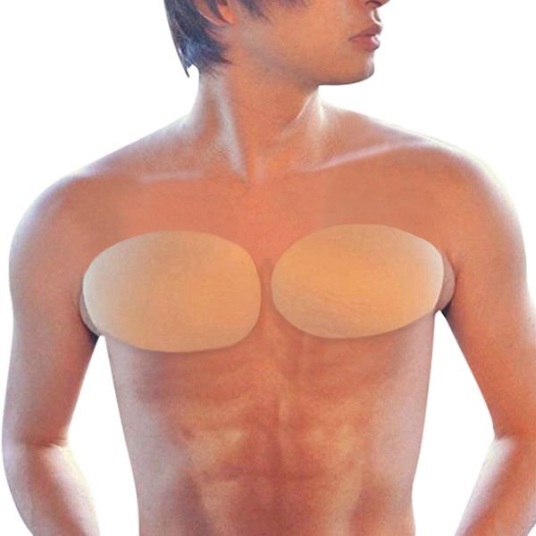 

pads increase men's chest muscle self-adhesive silicone pad stickers chest stickers d91016, Black;brown