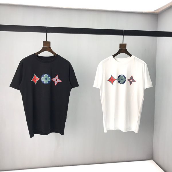 

2020ss весна и лето новый высококачественный хлопок печать с коротким рукавом круглый вырез панели футболка размер: m--xl-xxl-xxxl цвет: че, Black