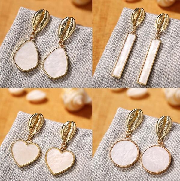 

diezi new arrival vintage gold color braided round heart acrylic drop earring for women girls gift shell dangle earrings jewelry, Silver