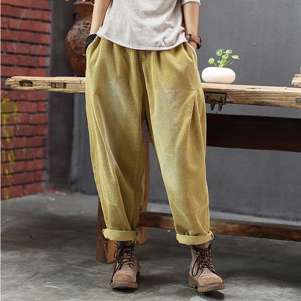 

womens cotton corduroy pants bottoms trousers big loose long oversized retro vintage fashion casual for autumn winter az24181920, Black;white