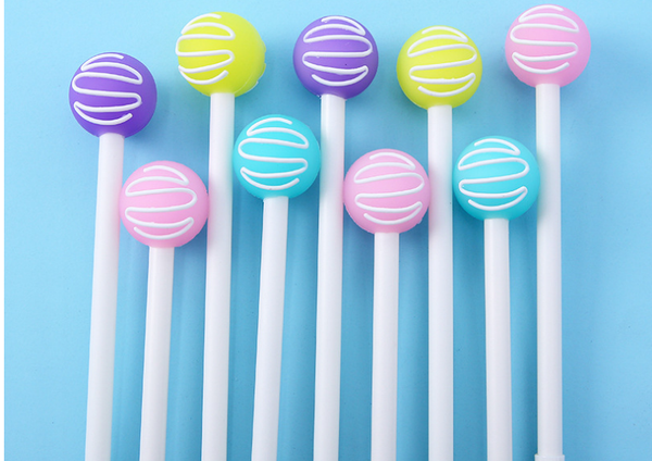 

60pcs/lot korean cartoon lollipop rubber gel pen lovely rainbow candy neutral pen 0.5mm student supplies wholesale gp765