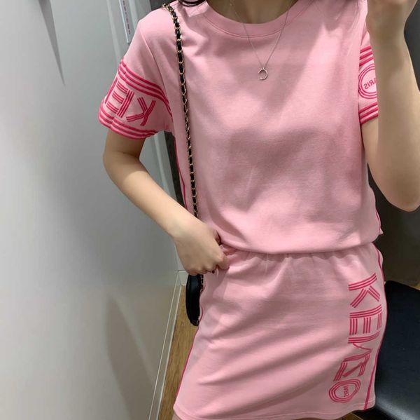 

2020 designer women two piece dresses 2020 new arrival t shirt + dresses sets brand womens two piece suits with letter printed clothing, White