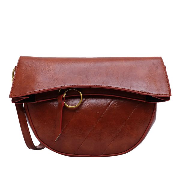 

ladies bag pu leather new 2019 wild shoulder messenger bag fashion texture saddle luxury handbags women bags designer small