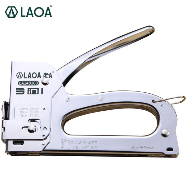 

laoa multifunction nail gun 5-in-1 nail staple gun metal / abs furniture stapler manual nailer tacker with cost nails
