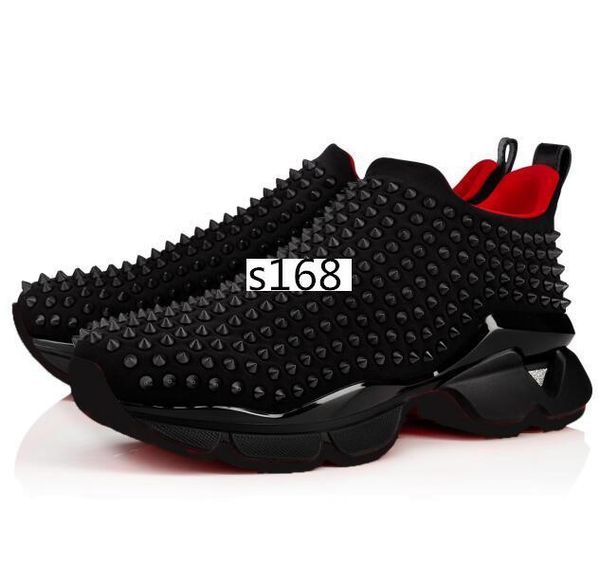 

brand 2020 flat sneakers designer mens red bottoms shoes womens rivet spiky sock junior spikes flat shoes 8, Black