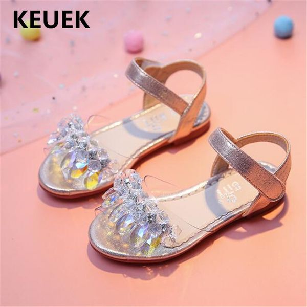 

new girls flat soft bottom princess rhinestone open toe children beach shoes student toddler kids crystal shoes 03, Black;red