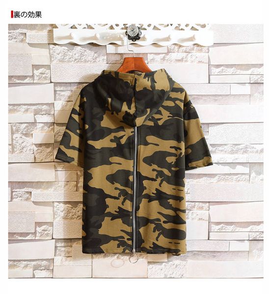 

mens designer t shirts hooded camouflage pattern short sleeves brand fashion style loose tees cotton t shirts young men 0, White;black