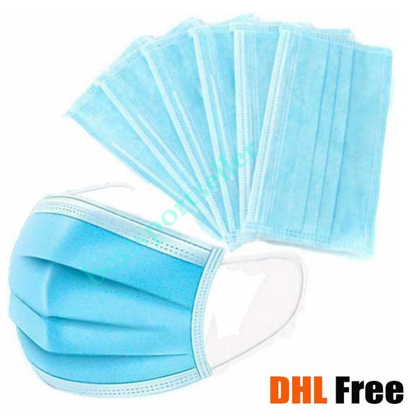 

dhl 50pcs disposable masks masks 3 layers thick dust protection civil anti-droplet comfortable for both men and